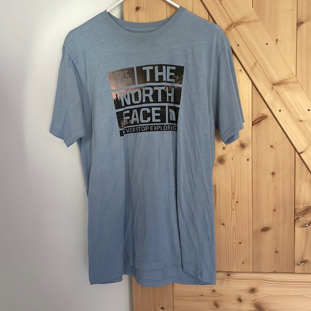 The north face light blue men’s t large slim fit